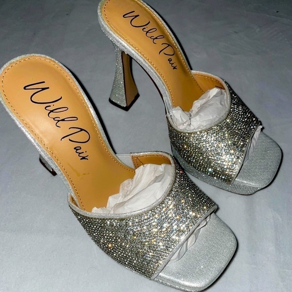 Wild Pair Shoes - Wild Pair Women Rhinestone Heels